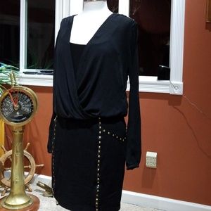 Cache' black metal accent dress